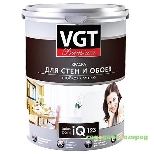 Фото Краска моющаяся VGT Premium IQ123 для стен и обоев база А 2 л
