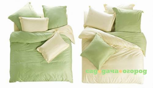 Фото Комплект постельного белья двуспальный СайлиД, L, зеленый/бежевый
