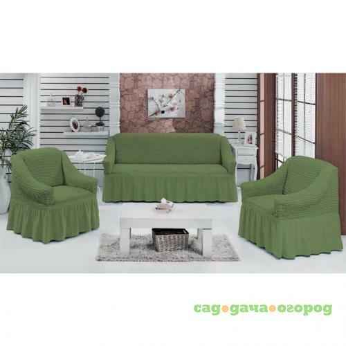 Фото Набор чехлов для мебели BULSAN, зеленый, 3 предмета