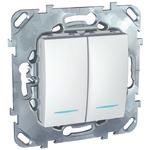 фото Механизм переключателя Schneider Electric Unica MGU5.0303.18NZD двухклавишный с индикатором белый