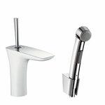 фото Смеситель для биде Hansgrohe PuraVida 15275400 белый/хром c гигиеническим душем