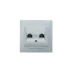 фото Розетка телефонная rj11 + компьютерная rj45 серебристый металлик tdm лама sq1815-0219