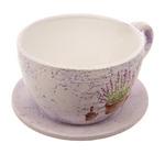 фото Горшок-чашка для цветов лаванда с поддоном d20.5 Dehua ceramic