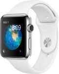фото Умные часы Apple Watch Series 2 42 мм Stainless Steel Case with White Sport Band (MNPJ2RU/A)