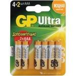 фото Алкалиновые батарейки gp aаa 4+2 шт ultra alkaline 24а 24au4/2-2cr6 ultra