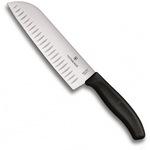 фото Черный нож santoku с рифленым лезвием 17 см в картонном блистере victorinox 6.8523.17b