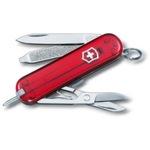 фото Нож-брелок victorinox classic signature 0.6225.t 58 мм, 7 функций, красный полупрозрачный