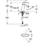 Фото №2 Смеситель для раковины Grohe Eurosmart с цепочкой и средним изливом 23323001