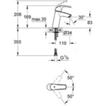 Фото №2 Смеситель для раковины Grohe Eurosmart 23324001