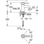 Фото №2 Смеситель для раковины Grohe BauClassic 23162000