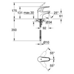 Фото №2 Смеситель для раковины Grohe Euroeco 32734000