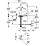 Фото №2 Смеситель для раковины Grohe Eurosmart Cosmopolitan с донным клапаном, высокий излив 32830000