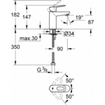 Фото №2 Смеситель для раковины Grohe BauLoop с цепочкой 23336000