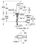 Фото №2 Смеситель для раковины Grohe Eurodisc Cosmopolitan с донным клапаном 23448002