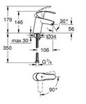 Фото №2 Смеситель для раковины Grohe Eurosmart New с энергосберегающим картриджем, S-size 32154002