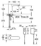 Фото №2 Смеситель для раковины Grohe Eurosmart Cosmopolitan E инфракрасный (220 В) 36325001