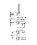 Фото №4 Смеситель для ванны Grohe Eurocube с душевым гарнитуром 23141000