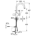 Фото №4 Смеситель для кухни Grohe Blue с высоким изливом для водопроводной и фильтрованной воды 33251000