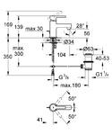 Фото №2 Смеситель для раковины Grohe Lineare с донным клапаном, уменьшенный 32109000