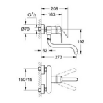 Фото №2 Смеситель для кухни Grohe Eurostyle Cosmopolitan, настенный 33982002