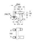 Фото №2 Смеситель для ванны Grohe Eurocube вертикальное подключение 23143000