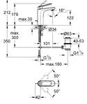 Фото №2 Смеситель для раковины Grohe Veris с донным клапаном и средним изливом 23064000