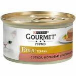 фото Консервы для кошек Гурме Голд Дуо  (Gourmet Gold DUO) с уткой, морковью и шпинатом (85 г)