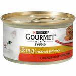 фото GOURMET GOLD Нежные биточки конс. для кошек Говядина Томат (85 г)