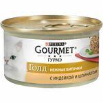 фото GOURMET GOLD Нежные биточки конс.  для кошек Индейка Шпинат  (85 г)