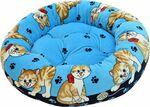 фото ЗООНИК Лежанка круглая с подушкой &quot;кошки&quot; голубой велюр (480*150мм)