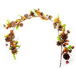 фото Гирлянда декоративная из листьев с шишками, ягодами и желудями 130 см Kaeming
