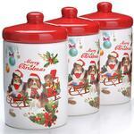 фото Набор банок для сыпучих продуктов LORAINE, Merry Christmas, 0,48 л, красная крышка