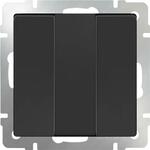 фото Выключатель трехклавишный черный матовый WL08-SW-3G 4690389073465