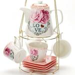 фото Чайный сервиз LORAINE, 10 предметов, розовый, розы