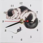 фото Часы Glass Moon, Кошки и мышка, 10*10 см