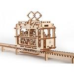 фото 3D деревянный конструктор UGEARS Трамвай с рельсами