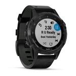 фото Спортивный навигатор Garmin FENIX 5 PLUS SAPPHIRE черные с черным кожаным ремешком (010-01988-07)