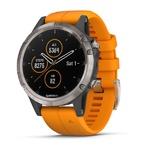 фото Спортивный навигатор Garmin FENIX 5 PLUS SAPPHIRE титановый с оранжевым ремешком (010-01988-05)