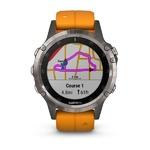 Фото №2 Спортивный навигатор Garmin FENIX 5 PLUS SAPPHIRE титановый с оранжевым ремешком (010-01988-05)