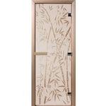 фото Дверь для сауны стеклянная Doorwood DW00059 Бамбук и бабочки сатин 700х1900 мм