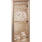 фото Дверь для сауны стеклянная Doorwood DW00947 Лебединое озеро прозрачная 700х1900 мм