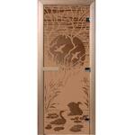 фото Дверь для сауны стеклянная Doorwood DW00952 Лебединое озеро бронза матовая 800х2000 мм