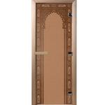 фото Дверь для сауны стеклянная Doorwood DW01508 Восточная арка бронза матовая 700х1900 мм