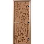 фото Дверь для сауны стеклянная Doorwood DW00058 Бамбук и бабочки бронза матовая 800х2000 мм