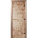фото Дверь для сауны стеклянная Doorwood DW00962 Бамбук и бабочки прозрачная 800х2000 мм
