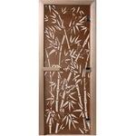 фото Дверь для сауны стеклянная Doorwood DW00056 Бамбук и бабочки бронза 800х2000 мм