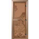 фото Дверь для сауны стеклянная Doorwood DW00922 Банька в лесу бронза матовая 800х2000 мм