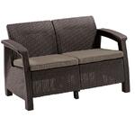 фото Диван пластиковый Keter Corfu Love Seat коричневый - серо-бежевый