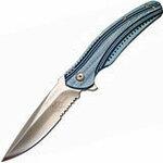 фото Нож складной Ripple Blue Stainless Handle Combo Edge (IKBS® Flipper) 80 мм. CR-K405BXS (CRKT)