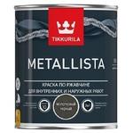 фото Краска по ржавчине Tikkurila Metallista глянцевая молотковая черная 0,9 л